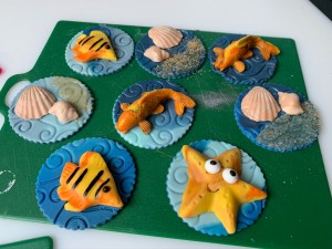 Cupcakes - Cupcakes in zee thema schelpen zeester vissen Cupcakes - Cupcakes in zee thema schelpen zeester vissen